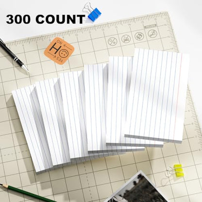 300 Count White Index Cards 3x5 Notecards Bulk Lined Flash Cards for Studying 3 x 5 Index Cards Ruled Notecards Bulk Pack of Note Cards for School Ruled Lined Index Card Flashcards 3x5 Cue Cards - color: White-3x5-300