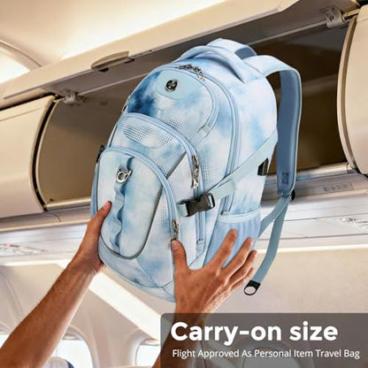 Swissdigital Laptop Backpack with USB Charging Port, 31l Backpack for Men | USB Charging Port, 31l, Travel Backpack, Polka Blue SD803-105 - color: Polka Blue