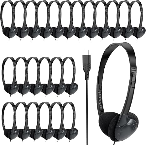50 Pack USB C Headphones Bulk for Classroom School,Wired on Ear | USB Type C Bulk Headphones for Kids Students Teens,Work with Chromebook Laptop Phone Tablet Laptop Black - color: Black, size: 50 Pack
