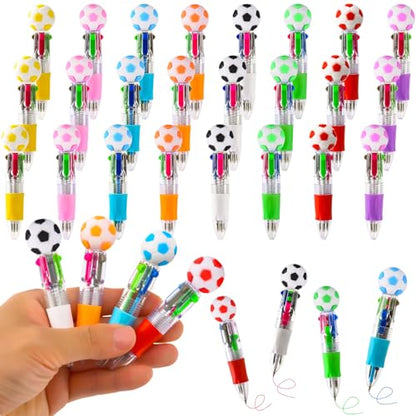 24Pcs Soccer Mini Multicolor Pens in One 4-in-1, Cute Pens Bulk for Party Favors and Birthdays, Ballpoint Pen Back To School Gifts Classroom Student Prizes - style: Soccer-24pcs
