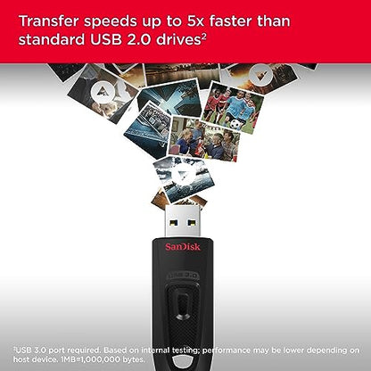 SanDisk 16GB Ultra USB 3.0 Flash Drive - SDCZ48-016G-GAM46, Black - size: 16GB