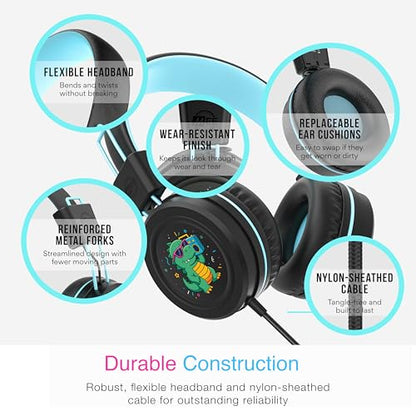 MEE audio KidJamz KJ55 Personalized Wired Headphones for Kids with Custom Full Color Photo Print, 3.5mm Plug Headset, Volume Limiter, & Microphone, Printed Graphics for School, Gift, Travel (Black) - color: Black, style: Customized