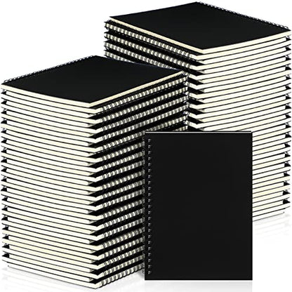 Yahenda 54 Pcs Spiral Notebook Bulk A5 Journal Lined 8.3'' x 5.5'' Writing Composition Paper Small Notepad Subject Notebook for Students Office Business Back to School Supplies (Black) - color: Black