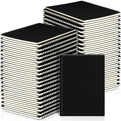 Yahenda 54 Pcs Spiral Notebook Bulk A5 Journal Lined 8.3'' x 5.5'' Writing Composition Paper Small Notepad Subject Notebook for Students Office Business Back to School Supplies (Black) - color: Black