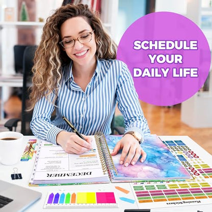 Academic Planner 2026-2027, 18 Months Weekly & Monthly Calendar Planner | July 2026 - Dec 2027, 9" x 11.6" A4 Size, Hardcover Daily Agenda with Tabs, Inner Pocket, Bookmark, Stickers, Sticky Note Set - color: Colorful Tree of Life, size: A4
