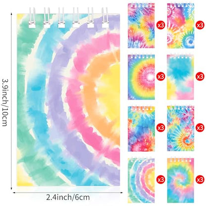 24 PCS Mini Tie Dye Notepads Small Spiral Notebook Mini Notebook Bulk for Party Supplies Multicolor Pocket Notebooks for Tie Dye Birthday Party Art Gift Supplies - style: Tie Dye
