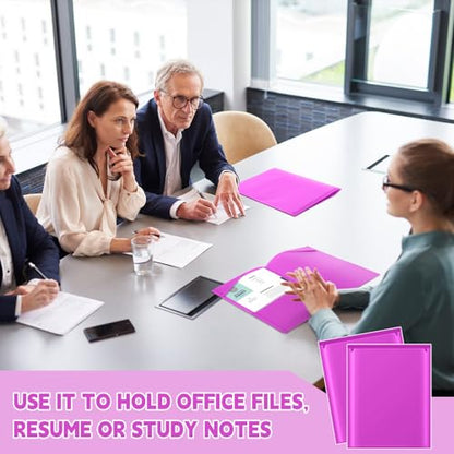 Henoyso 60 Pack Plastic Folders with Clear Front Pockets Bulk Heavy Duty File Folders with 2 Pockets and Card Slot for Student Teacher Back to School Supplies Office Presentation (Fuchsia) - color: Fuchsia