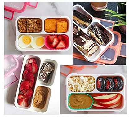 Small Snack Containers for Kids Toddlers - 3 Compartments (Set of 2) - Leak-Proof Boxes with Lids - BPA-Free Plastic Mini Bento Lunch Box - Ideal for School, Daycare, Holds 2 Cups (Purple + Blue) - color: Purple Blue MINI 2pk