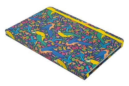Beatrix & Luca College Ruled Notebook - A5 Journal – Lay Flat with Bookmark and Elastic Band - 160-Pages – 100 GSM Paper - Composition or Diary – Lined Pages - color: blue tropical birds