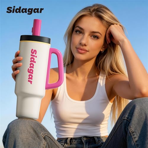 36oz Insulated Tumbler with Handle, Stainless Steel Water Bottle, Leak-Resistant Travel Coffee Mug with Push Button Lid, Cup Holder Friendly for Tea & Daily Use, White - color: Cloud White
