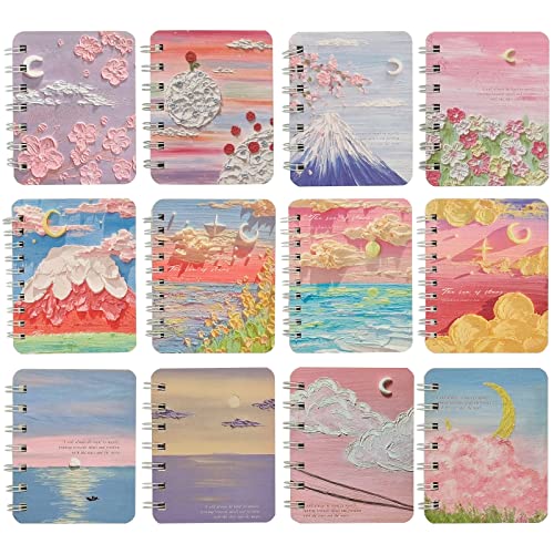 12 PCS Cute Notes Mini Notebook, A7 Diary Writing Subject Memo Book Planner with Lined Paper for Travelers, Class and Office, Floral Patterns Portable Pocket Journal Steno Memo Notebook, 12 Patterns