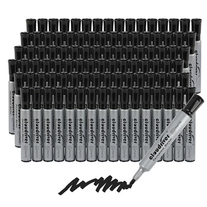 cloudriver Permanent Markers 96 Count, Black Permanent Marker Bulk Set, Chisel Tip, Premium Smear Proof Markers, Quick Drying Ink, Waterproof, Office Supplies for School, Office, Home