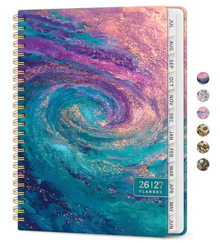Planner 2026-2027, Academic Year Monthly and Weekly Calendar Planner, Jul 2026 - Jun 2027, Hardcover Teacher Student Planning Agenda book with Tabs, Perfect for School Office Supplies, 6.3" x 8.5" - Galaxy Flow - color: E-Galaxy Flow, size: (6.3"x8.5")a5