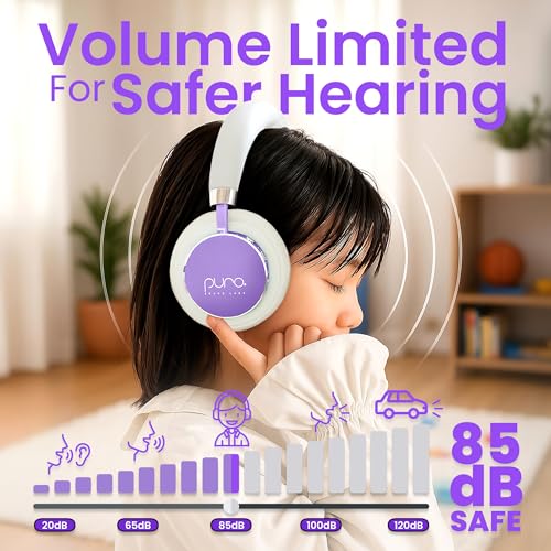Puro Sound Labs Kids Wireless Headphones – Volume-Limiting 85dB, Built-in Mic, Studio-Grade Sound, 20-Hour Battery Life, Comfortable & Easy to Connect Kids Bluetooth Headphones – BT2200 Plus, Purple - color: Purple