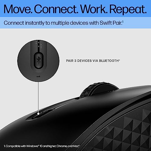 HP 420 Programmable Bluetooth Mouse - Bluetooth with Swift Pair to 3 Multi-Devices, 2-Year Battery, 4K DPI, Quiet clicks, Compatible with Windows/Mac/Chromebook, Laptop, Notebook Black (7M1D3AA) - color: Black, style: BT Program. Mouse