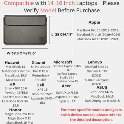 Black Shockproof Laptop Case 14-15.6 Inch ONLY MacBook Pro Air Dell Inspiron HP Pavilion ASUS ZenBook Lenovo IdeaPad Ultra-Thin Water Resistant Bag, Not for 11-13” - color: Black, size: Size Large 14-15.6 inch