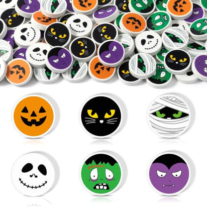Halloween Character Mini Erasers for Kids Students Bulk Party Favors | 60P Pumpkin Black Cat Fun Pencil Erasers School Classroom Home Rewards Game Prizes Goodies Bag Filler Birthday Party Supplies - style: Halloween Character