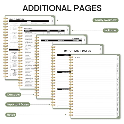Planner 2026-2027, 8.5" x 11" Weekly and Monthly Academic Year Planner Calendar, July 2026 - June 2027, Hardcover Large School Planning Agenda With Tabs, Perfect for School & Office Supplies, A4, Green - color: A-Green, size: A4(8.5"x11")