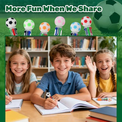 24 Pcs Soccer Party Favors Soccer Multicolor Pen in One 4-in-1 Cute Fun Pens Bulk Kawaii Ballpoint Pen for kids Sports Goodie Bags Stuffers (Soccer) - style: Soccer