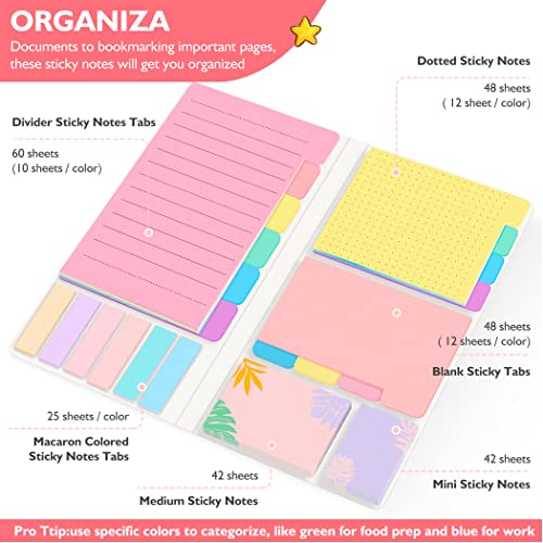 Sticky Notes Set, Post Self-Stick Notes Pads for Journaling Notebook Planner Study, Office Supplies College Essentials Back to School Supplies for High School Students Teen Girl Gifts Preppy - color: Pastel