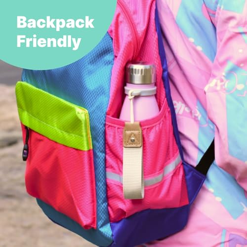 Small Water Bottle-12 oz Leak Proof Insulated Water Bottle with Carry Rope | Double Wall Vacuum Stainless Steel Water Bottle for Travel, School, Cola Shape Flask with Carry Rope (Silver) - color: Silver, size: 12 Ounces