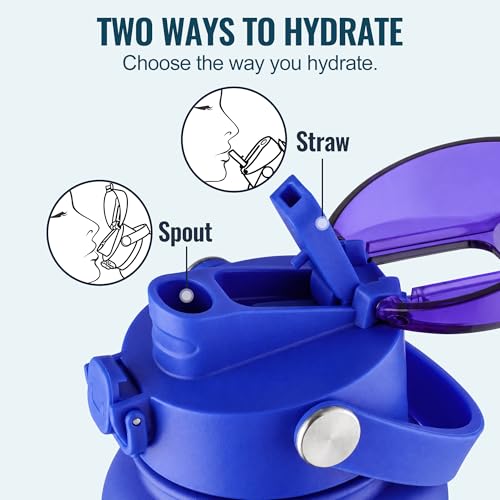 OLDLEY 18oz Insulated Water Bottle with 2-in-1 Straw & Chug Lid, Leakproof Stainless Steel Bottle, Cup Holder Friendly Vacuum Water Bottle for Travel, and School,Royal Blue - color: Royal Blue