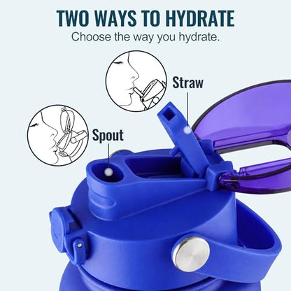 OLDLEY 18oz Insulated Water Bottle with 2-in-1 Straw & Chug Lid, Leakproof Stainless Steel Bottle, Cup Holder Friendly Vacuum Water Bottle for Travel, and School,Royal Blue - color: Royal Blue