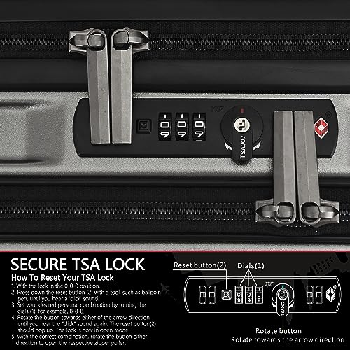 TydeCkare 16" Carry on Luggage with 2 Laptop Compartments, Lightweight Hardshell ABS+PC Suitcase with Dual Control TSA Lock, with YKK Zipper, 4 Spinner Silent Wheels, for Business Travel, Silver Grey - color: Silver Grey