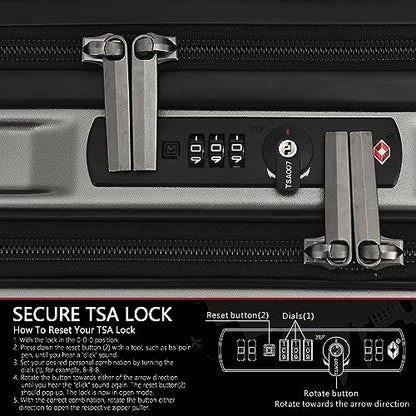 TydeCkare 16" Carry on Luggage with 2 Laptop Compartments, Lightweight Hardshell ABS+PC Suitcase with Dual Control TSA Lock, with YKK Zipper, 4 Spinner Silent Wheels, for Business Travel, Silver Grey - color: Silver Grey