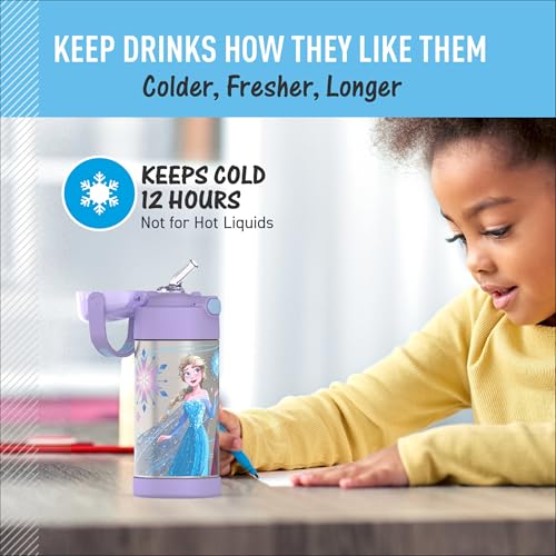 THERMOS FUNTAINER Water Bottle with Straw - 12 Ounce - Kids Stainless Steel Vacuum Insulated Water Bottle with Lid, Frozen 2 - color: Frozen 2
