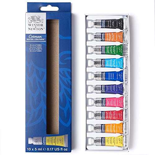 Winsor & Newton Cotman Watercolor Paint Set, 10 Colors, 5ml (0.17-oz) Tubes - style: 10 Tube Set 5ml