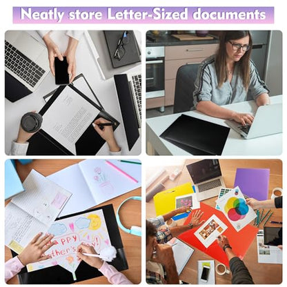 pmybupo 25 Pack Black 2 Pocket Folders,Heavy Duty Plastic Folders for Letter Size Paper,Heavy Duty Poly,Long Lasting,Includes Labels. - color: Black