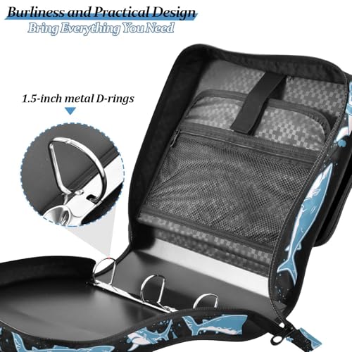Personalized Hammerhead Shark 3 D-Ring Binder Bag Multi-Pocket Zipper Organizer with Handle and Detachable Shoulder Strap Holds 500 Sheets for School Office Supplies - color: Dhb-008