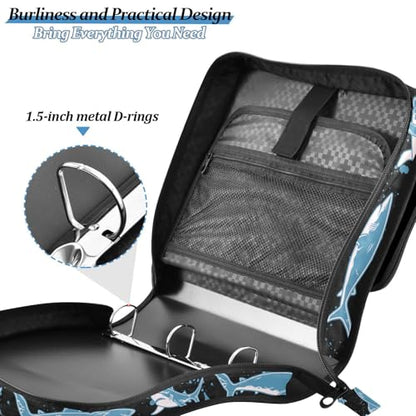 Personalized Hammerhead Shark 3 D-Ring Binder Bag Multi-Pocket Zipper Organizer with Handle and Detachable Shoulder Strap Holds 500 Sheets for School Office Supplies - color: Dhb-008