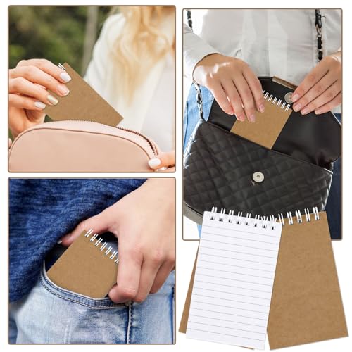 Hxezoc 10 Pack Small Pocket Notebooks, 3 x 5 Inches Mini Kraft Spiral Pocket Notebook with Lined Pages Memo Pads for Kids Home Office School Classroom Decoration Supplies - style: Kraft