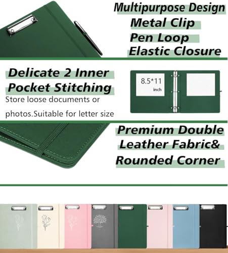 3 Ring Binder 2 Inch, BVSSX Three Ring Binders Organizer with Clipboard, Plastic Folder, 5-Tabs Pocket Dividers with Sticker Labels, Pen Loop, Elastic Strap (Green, Letter Size) - color: 03-green, size: 2in（Letter Size）