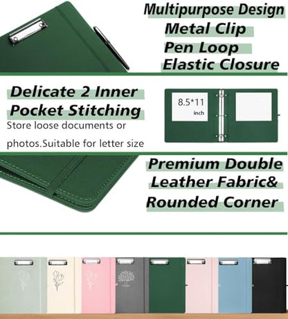 3 Ring Binder 2 Inch, BVSSX Three Ring Binders Organizer with Clipboard, Plastic Folder, 5-Tabs Pocket Dividers with Sticker Labels, Pen Loop, Elastic Strap (Green, Letter Size) - color: 03-green, size: 2in（Letter Size）