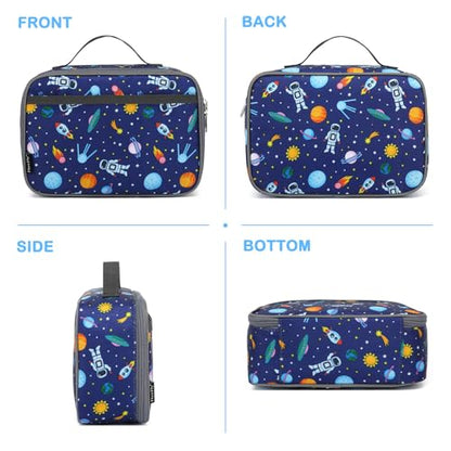 FlowFly Kids Lunch box Insulated Soft Bag Mini Cooler Back to School Thermal Meal Tote Kit for Girls, Boys, Astronaut - color: Multicolor
