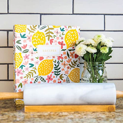 Jot & Mark 8.5"" x 9.5"" 3 Ring Recipe Binder with 50 Matching 4x6 inch | 50 Recipe Cards + 25 Sleeve Protectors + 5 Full-Page Sleeves + 6 Divider Tabs | 8.5x9.5 3-Ring - color: Summer Citrus, size: 8.5" x 9.5"
