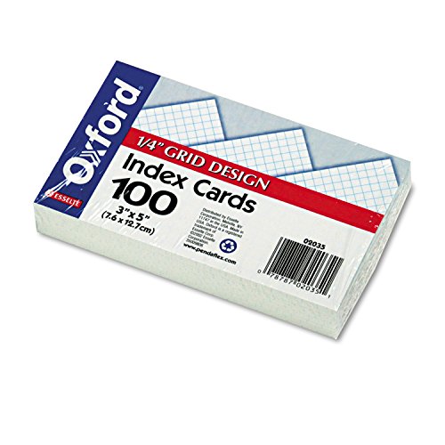 Oxford Grid Design Index Cards, 3 x 5 Inches, White, 100 per pack (02035EE)