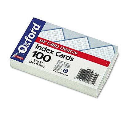 Oxford Grid Design Index Cards, 3 x 5 Inches, White, 100 per pack (02035EE)
