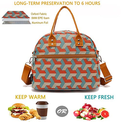 FlowFly Insulated Lunch Bag With Shoulder Strap for Women, Men, and Kids, Large and Reusable, Handle, Freezable Work and School Travel Tote and Meal Prep Organizer,Stereoscopic Red - color: Stereoscopic Red