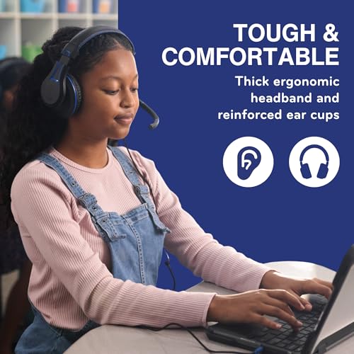 TWT Audio Classroom Headsets with Microphone – Duro TW210 2nd Gen Over Ear Wired Headphones Bulk 20 Pack, Durable, Comfortable 3.5mm Headset with Mic for School, Labs, Testing, Students - style: 3.5mm Jack (20 Pack)