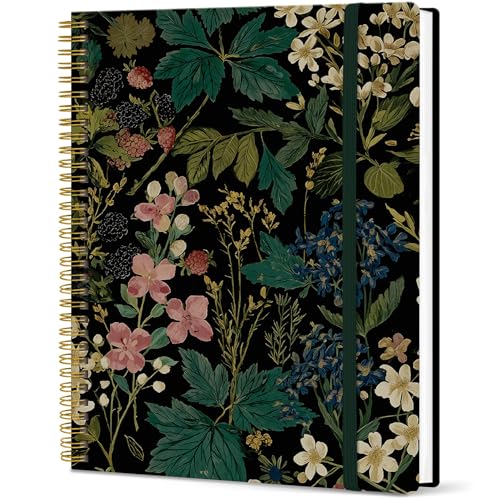 Taja Large Spiral Lined Journal for Women, 8.5" x 11" Notebooks for Work Collge Ruled, A4 Aesthetic Cute Journaling Notebooks for Writing, Plastic Cover, Forest Botanica - color: Z-Forest Botanica