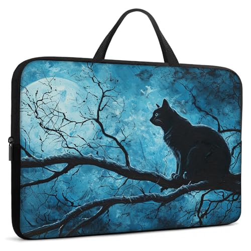 Laptop Sleeve Bag with Handle Computer Protective Soft Cover Case for 14 Inch 13 Inch Laptop,Black Cat on Tree - color: Black Cat on Tree
