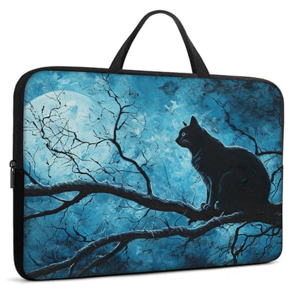 Laptop Sleeve Bag with Handle Computer Protective Soft Cover Case for 14 Inch 13 Inch Laptop,Black Cat on Tree - color: Black Cat on Tree