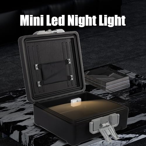Fireproof and Waterproof Safe, fire safe document box for Home, Portable Lock Box with Key Lock and Ergonomic Handle, 1 Hour at 1700°F, 72 Hours Waterproof