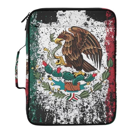Mexican Eagle Flag Graffiti Artistic Accordion File Organizer Expanding File Folder Zipper Binder 3 Ring with Handle 500 Sheets Capacity Document Organizer Storage Bag Multi Pockets Design - color: Mexican Eagle Flag Graffiti Artistic