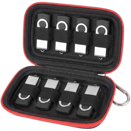 USB Flash Drive Case, SD Card Holder Compatible with Thumb Drive, Memory Cards, SDXC SDHC Storage Bag, Electronic Accessories Organizer for SanDisk for Samsung for Inland (Black Red) - color: Black Red