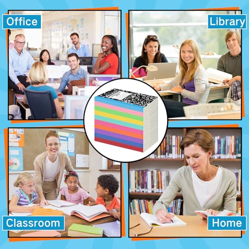 Fainne 100 Pack A5 Composition Notebooks Bulk College Ruled Composition Notebooks Marble Covers Notebook for Student Classroom Office Supplies 30 Sheet/60 Page(Multicolor Spine) - color: Multicolor Spine